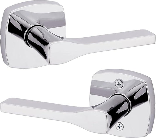 Kwikset Tripoli Lever Interior Passage Door Handle, Lever For Closet and Hallway Doors, Reversible Non-Locking Handle Lever, Polished Chrome