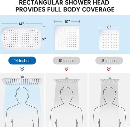 G-Promise All Metal 14 Inches Rainfall Shower Head with Handheld Combo | All Metal, Built to Last, Easy Install, Adjustable Height & Angle for All Heights, Extra Long Hose, Modern Upgrade