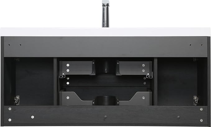 Floating Bathroom Vanity with Sink, 48" Wall-Mounted Bathroom Storage Vanity Cabinet with Resin Top Basin and Soft Close Drawers, No Assembly Required, Espresso Wood