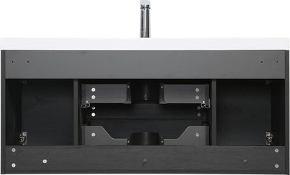 Floating Bathroom Vanity with Sink, 48" Wall-Mounted Bathroom Storage Vanity Cabinet with Resin Top Basin and Soft Close Drawers, No Assembly Required, Espresso Wood