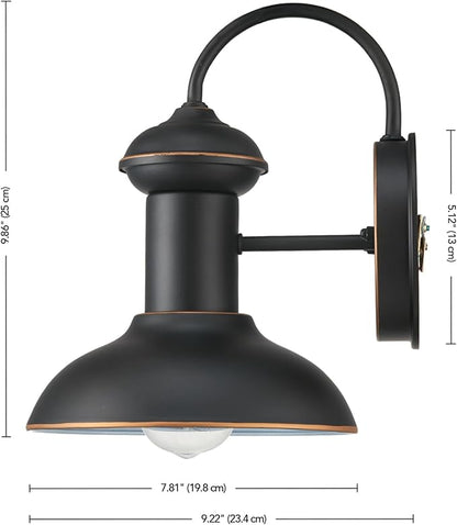 Globe Electric 40190 1-Light Indoor/Outdoor Wall Sconce, Oil Rubbed Bronze, Wall Lighting, Wall Lamp Dimmable, Kitchen Sconces Wall Lighting, Porch Light, Patio Décor, Bulb Not Included