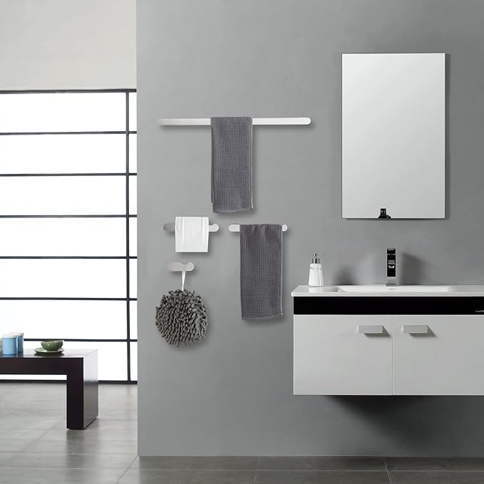 Bathroom Hardware Set, 4-Piece Towel Rack Towel Holder Toilet Paper Holder Towel Hooks Wall Mounted Towel Bar Stainless Steel Towel Racks, Brushed Nickel Bathroom Accessories Towel Bar Set, 23 inch