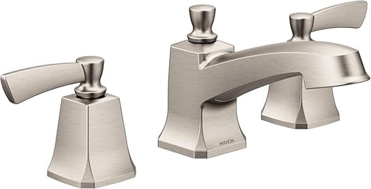 Moen Conway Spot Resist Brushed Nickel Two Handle Widespread Bathroom Sink Faucet with Valve Included, 84926SRN