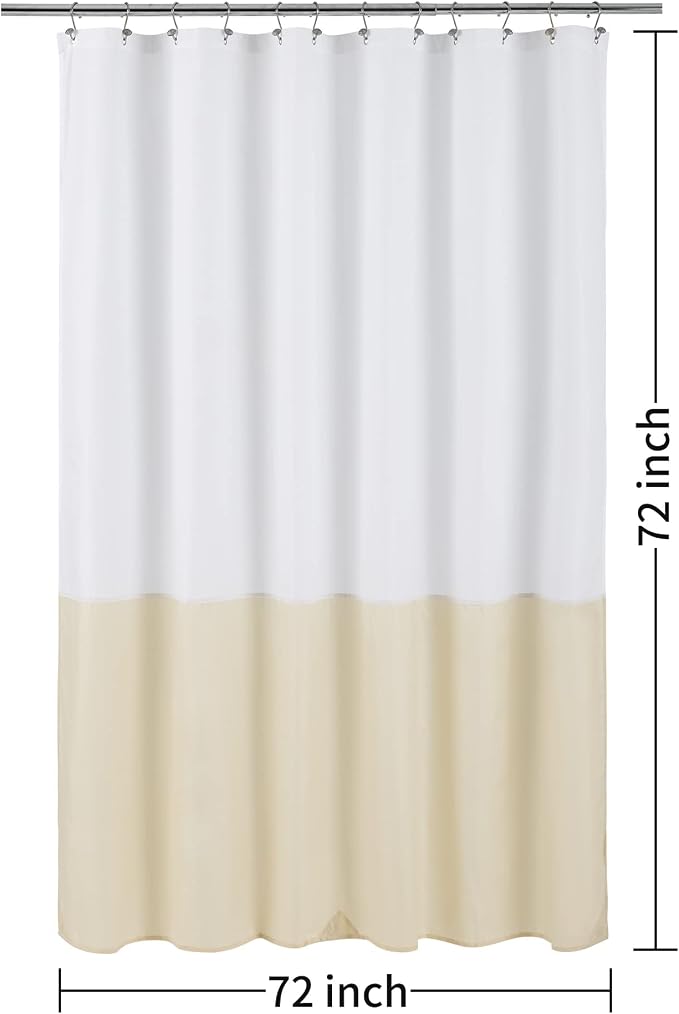 ALYVIA SPRING Waterproof Fabric Shower Curtain or Liner White/Cream, 72x72 | 3 Magnets, Soft Cloth & Hotel Quality, Machine Washable, Light-Weight, Standard Size