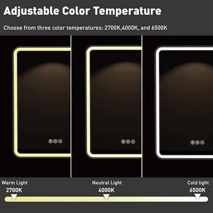 16 x 28 Inch LED Medicine Cabinet with Mirror, UL Certified Dimmable Lighted Bathroom Mirror Cabinet, Anti-Fog & Memory Function, 3 Color Modes, Recessed or Wall Mounted, Adjustable Shelf, Black