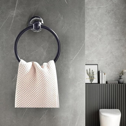 Black Crystal Bathroom Hardware Adjustable 24 Inch Towel Bar Set Toilet Paper Holder Towel Ring Coat Hooks Bathroom Accessories 4 Pieces Wall Mounted
