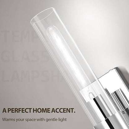 Nickle Wall Sconce Wall Sconces Set of Two, 22.8" Vanity Lights for Bathroom, Silver Sconces Wall Lighting 2-Light, Modern Wall Lights for Bedroom Living Room Bathroom Hallway