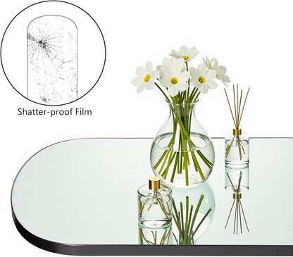 Oval Full Length Mirror 18"x47" Long Black Pill Shaped Floor Mirror | Black Oblone Mirror Metal Frame Wall Mirror Decorative Rustic Full Body Mirror Hanging for Bathroom Bedroom Entryway