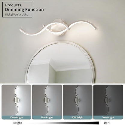 Brushed Nickel Curved 5CCT Bathroom Vanity Light Fixture Over Mirror, 23.62 inch Modern LED Wall Lamp Dimmable Bathroom Light Fixture Modern Wall Sconces