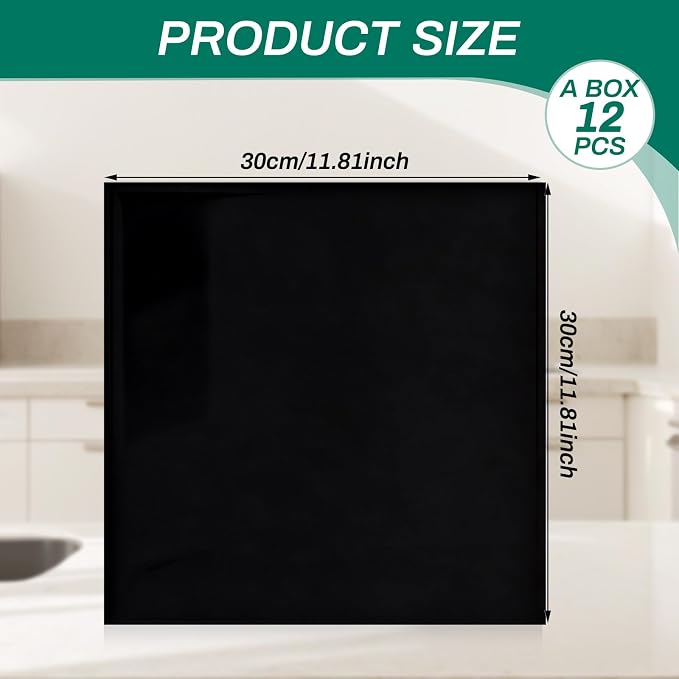 12pcs Black Marble Peel and Stick Tiles 11.8" x 11.8" Waterproof Heat Resistant Self Adhesive Removable PVC Foam Wall Panels for Kitchen Backsplash, Bathroom, Laundry (Not Real Tile, Not for Floor)