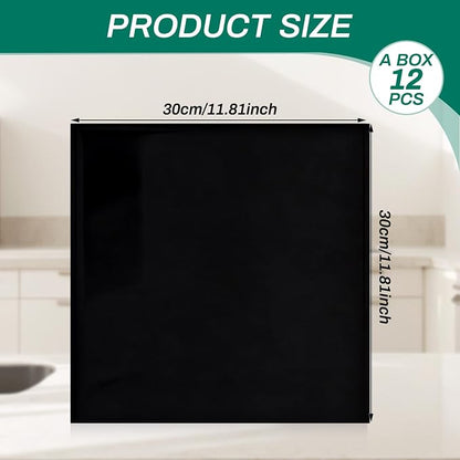 12pcs Black Marble Peel and Stick Tiles 11.8" x 11.8" Waterproof Heat Resistant Self Adhesive Removable PVC Foam Wall Panels for Kitchen Backsplash, Bathroom, Laundry (Not Real Tile, Not for Floor)