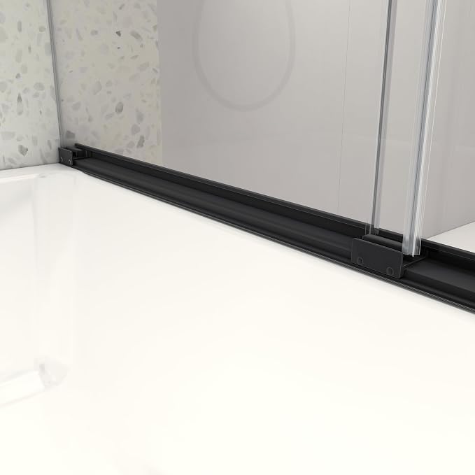 Frameless Shower Door 54"x76"-5/16"(8mm) Tempered Glass Double Sliding Bathroom Door,Matte Black,Adjustable Soft Closing Design for Spa,Bathrooms (SGCC Certified)