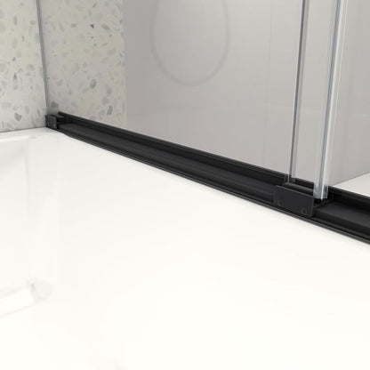Frameless Shower Door 54"x76"-5/16"(8mm) Tempered Glass Double Sliding Bathroom Door,Matte Black,Adjustable Soft Closing Design for Spa,Bathrooms (SGCC Certified)