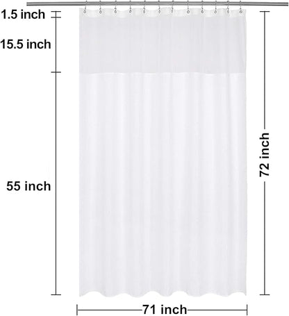 N&Y HOME Waffle Weave Shower Curtain with Snap-in Fabric Liner Set, 12 White Hooks Included - Hotel Style, Waterproof & Washable, Heavyweight Fabric & Mesh Top Window - 71x72, White