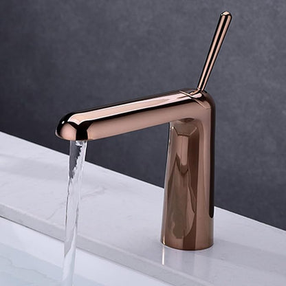 Faucet for Bathroom Sink Single Handle Brass Bathroom Water Faucet Single Hole Rose Gold