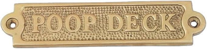 Hampton Nautical Brass Poop Deck Sign 6" - Metal Wall Plaque - Novelty Sign