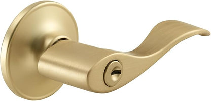 Design House Springdale Keyed Entry Exterior Door Lever Handle Lockset, Front Door Lock Hardware, Satin Gold, 6.375 in x 1.94 in x 2.625 in, Item 728881