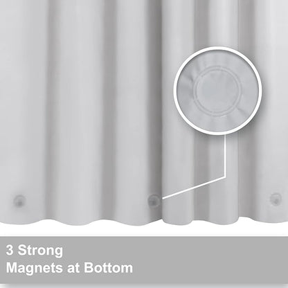 Barossa Design Shower Curtain Liner - Premium PEVA, BPA & PVC Free, No Chemical Smell, Lightweight Standard Size Shower Curtain with 3 Magnets, Metal Grommets -Silver Gray