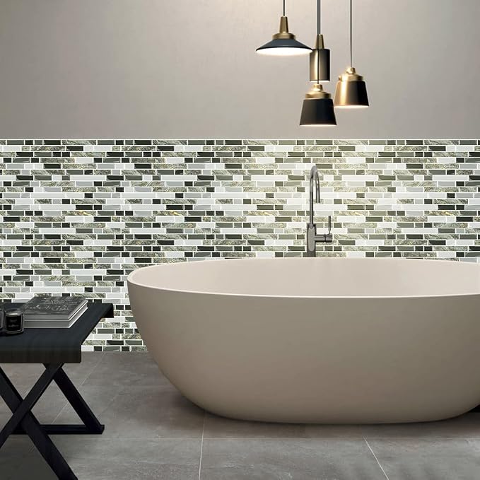 STICKGOO Thicker Design Peel and Stick Tile Backsplash, 12”×12”Stick on Backsplash for Kitchen, Self Adhesive Tile for Kitchen Backsplash and Bathroom(10 Sheets, Mixed Green)
