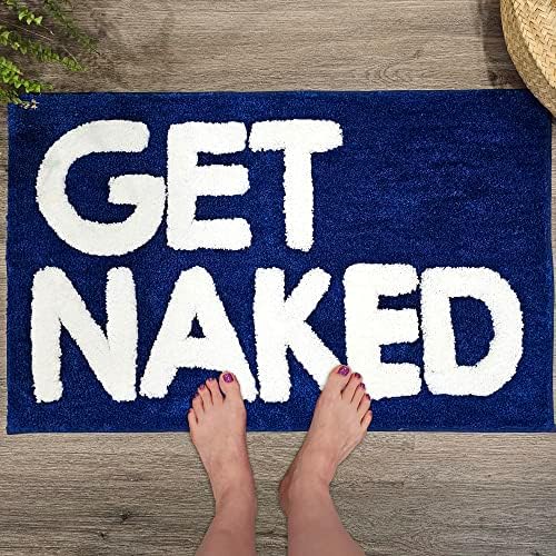 Get Naked Bath Mat Blue - Cute Bathroom Rugs Decor, Shower Mat, 31" x 20"