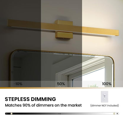Modern Bathroom Light Fixtures Over Mirror 32 Inch Gold Bathroom Vanity Light with Up & Down Lighting 26W Dimmable 5CCT LED Vanity Lighting Fixture Bar for Restroom Mirror Cabinet