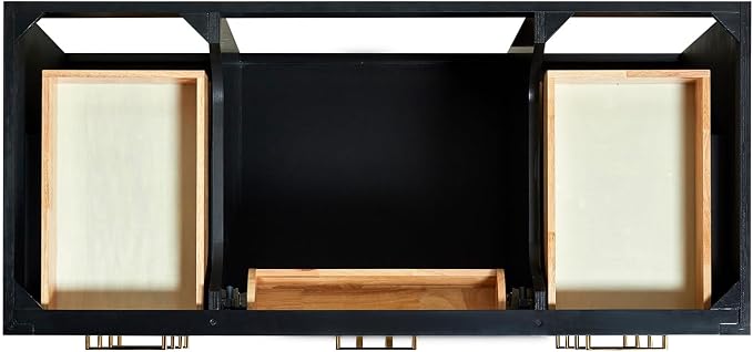 Isabella 48-Inch Bathroom Vanity with Sink — Black Single Sink Bathroom Vanity, 1.5" Edge Italian Carrara Marble Top, Solid Wood, 2 Soft-Close Doors, 8 Dovetail Drawers + Tilt Drawer