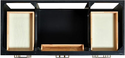 Isabella 48-Inch Bathroom Vanity with Sink — Black Single Sink Bathroom Vanity, 1.5" Edge Italian Carrara Marble Top, Solid Wood, 2 Soft-Close Doors, 8 Dovetail Drawers + Tilt Drawer