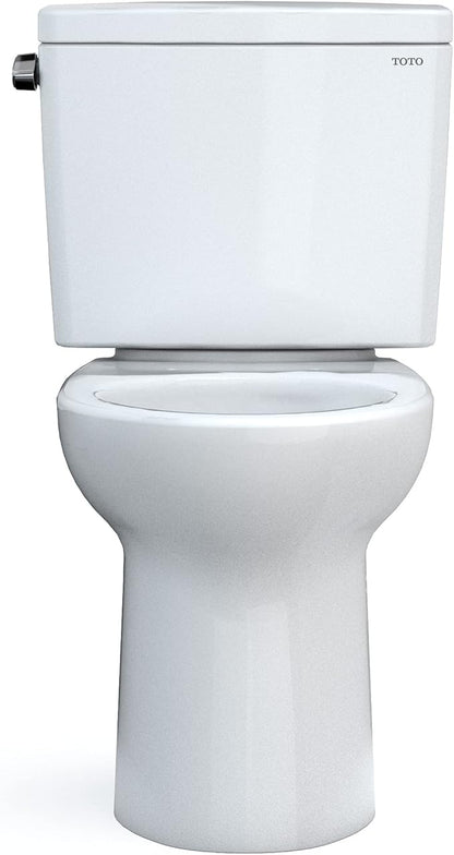 TOTO Drake Two-Piece Elongated 1.6 GPF Universal Height TORNADO FLUSH Toilet with CEFIONTECT, Cotton White - CST776CSFG#01