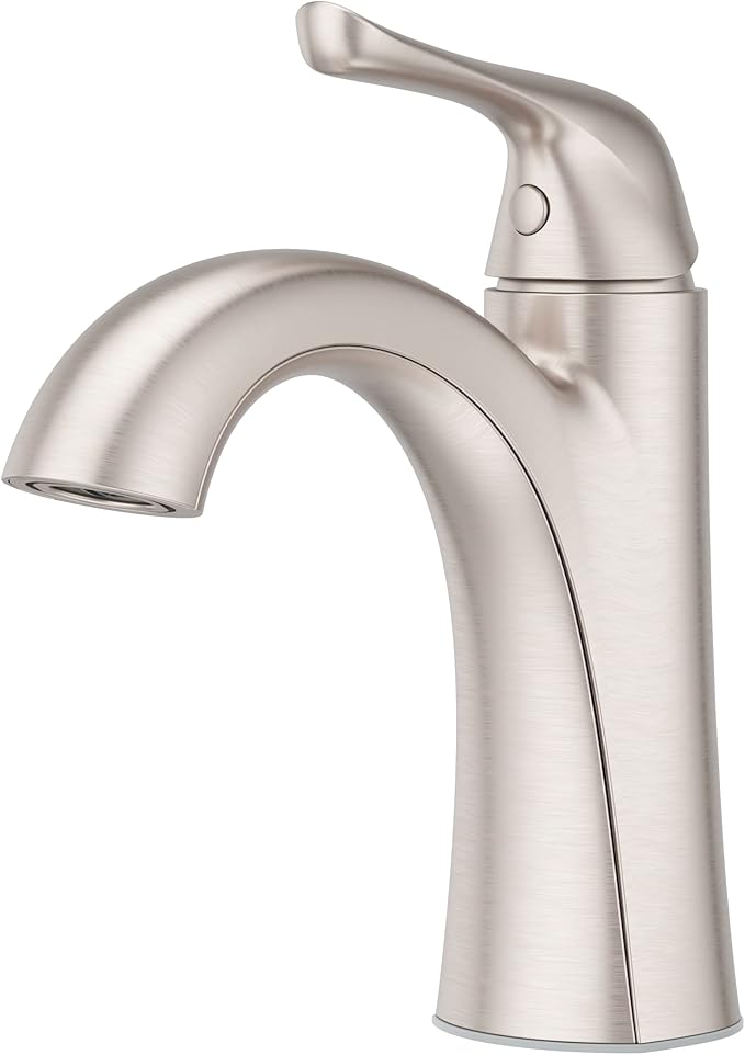 Pfister Willa Bathroom Sink Faucet, Single Control, 1-Handle, Single Hole, NSF Certified, Spot Defense Brushed Nickel Finish, LF042MALGS