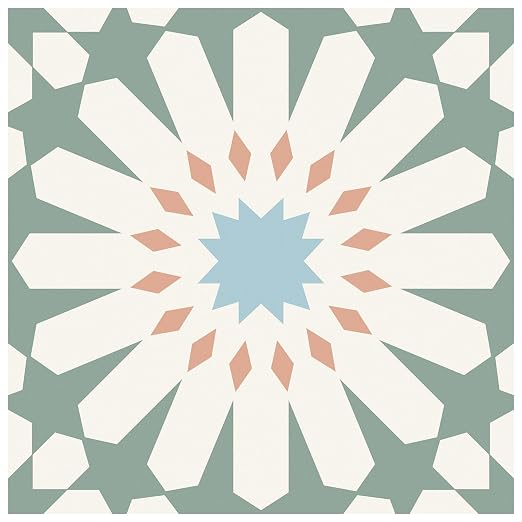 MORCART 40PCS 7.87" x 7.87" Peel and Stick Floor Tile, DIY Vinyl Flooring | Green and White Floral Look, Self-Adhesive, Removable and Waterproof Tile Sticker for Bathroom, Kitchen, Wall, Stairs