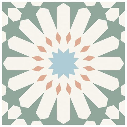 MORCART 40PCS 7.87" x 7.87" Peel and Stick Floor Tile, DIY Vinyl Flooring | Green and White Floral Look, Self-Adhesive, Removable and Waterproof Tile Sticker for Bathroom, Kitchen, Wall, Stairs