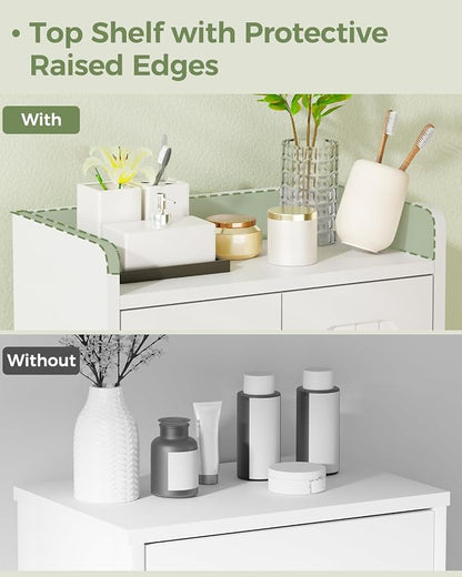 BEWISHOME Small Floor Cabinet,Toilet Paper Storage,Bathroom Storage Cabinet | with 4 Doors and Shelves, Bathroom Organizers and Storage for Small Spaces, White 7.9" D x 14.6" W x 31" H YYG11W