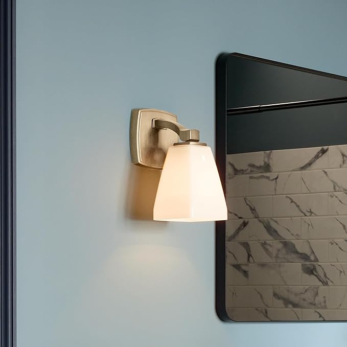 Kichler Marant 5" 1-Light Wall Sconce with Opal Glass in Champagne Bronze, for Bathroom, Powder Room, Hallway, Fireplace, (5" W x 9.5" H), 55214CPZ