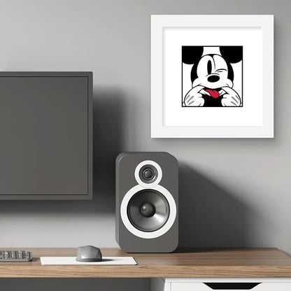 Trends International Gallery Pops Disney Mickey Mouse - Mickey Expressions - Funny Face Wall Art Wall Poster, 12" x 12", White Framed Version