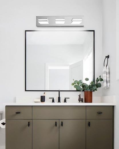 Modern Bathroom Vanity Light, Bathroom Light Fixtures Over Mirror, 22", 3-Light LED Vanity Light 3000K 4000K 5000K CCT Adjustable, Chrome