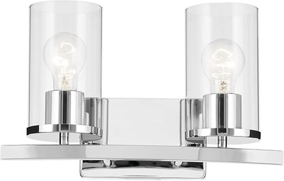 Kichler Crosby 15.25" 2-Light Vanity Light with Clear Glass in Chrome, for Bathroom, Powder Room, (15.25" x 8.75"), 45496CHCLR