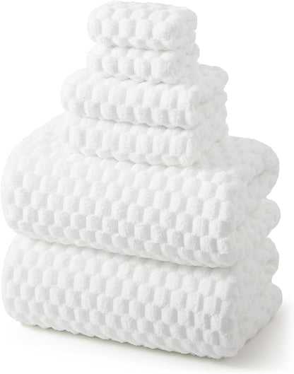 REDKISS White Microfiber Towels Set of 6-35x70 Inches Oversized Bath Sheets, Extra Large Bath Towels Set of 6 for Adults, Super Soft Quick Dry Lint Free Absorbent Waffle Microfiber Shower Towels