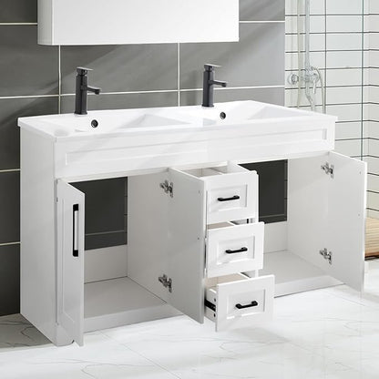 60" Bathroom Vanity with Sink Combo,Bathroom Storage Cabinet with Undermount Double Sink,4 Soft Closing Doors & 3 Full Extension Drawers,White Finish