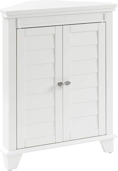 Crosley Furniture Lydia Corner Storage Cabinet and Bathroom Organizer with Shelves, White