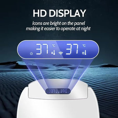 Electric Bidet Toilet Seat, Filtered & Unlimited Warm Water, 8 Modes Spa Wash, Warm Air Dryer, Heated Seat, Self-Clean Stainless Steel Nozzle, HD Night Light. 10-year warranty. (TB-26E, Elongated)