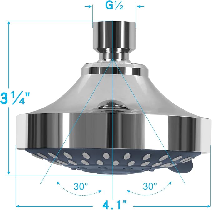 AISOSO High Pressure Rain Shower Head 2PCS 5 Modes 4.1 Inch Chrome | Low Water Pressure Compatible, Powerful Spray Fixed Showerhead for a Relaxing Indoor & Outdoor Shower