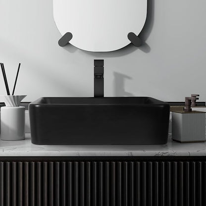 28 inch Natural Color Bathroom Vanity, Rustic Fixture Standing Pedestal Cabinet with Black Ceramic Vessel Sink
