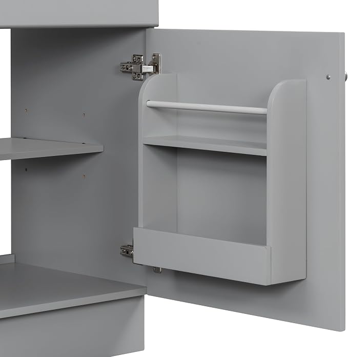 Christopher Knight Home Vanes Wood Frame 20" Bathroom Vanity with Ceramic Sink, Cabinet with Soft-Closing Door Shelf and Adjustable Shelf, Open Back, Metal Hardware, Storage/Organizer, Gray