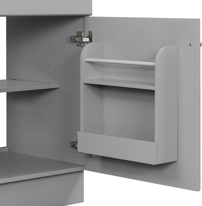 Christopher Knight Home Vanes Wood Frame 20" Bathroom Vanity with Ceramic Sink, Cabinet with Soft-Closing Door Shelf and Adjustable Shelf, Open Back, Metal Hardware, Storage/Organizer, Gray