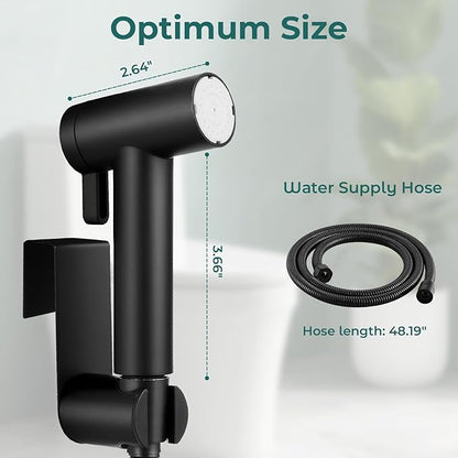 Handheld Bidet Sprayer for Toilet, Adjustable Water Pressure Control Rotary Switch with Bidet Hose, Exclusive Single Nozzle High Pressure Mode for Cleaning Stubborn Stains, Matte Black