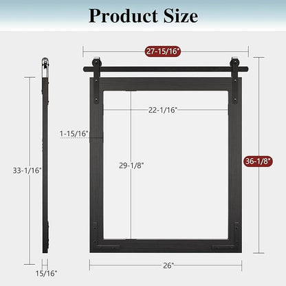 Farmhouse Bathroom Mirror, 28x36 Inch Black Vanity Mirror for Wall, Wood Framed Rustic Mirror Rectangular Wall Decor Mirrors for Entryway Living Room Bedroom