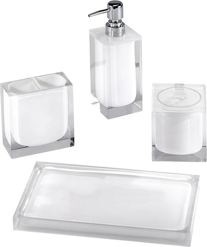 Izod - Bathroom Set, 4pc Resin Countertop Accessories, Modern Home Decor, Dorm Room Essentials (Marina Collection, White)
