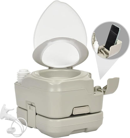 YITAHOME 5.3 Gallon Portable Travel Toilet RV Porta Potty | Handle Flush Pump Detachable Water Tank for Camping Boating Hiking Trips