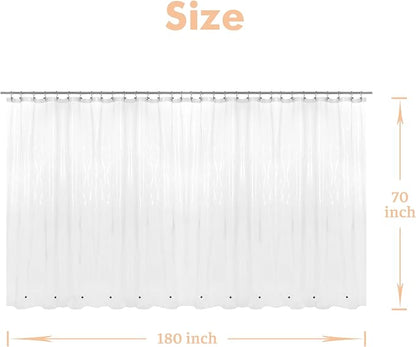 Mrs Awesome Clawfoot Tub Shower Curtain Liner with 12 Magnets 180x70, Clear | 36 Hooks Included,32 Rustproof Grommets,Water Proof Heavy Duty PEVA,180W x 70H for Claw Foot Bathtub Extra Wide