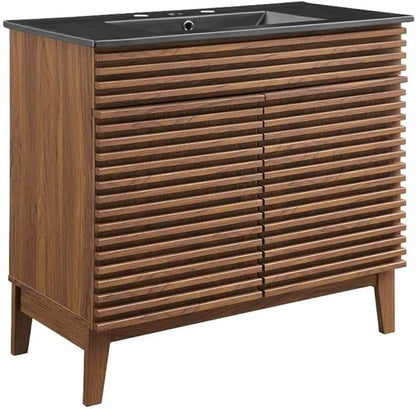 Modway Render 36" Bathroom Vanity in Walnut Black